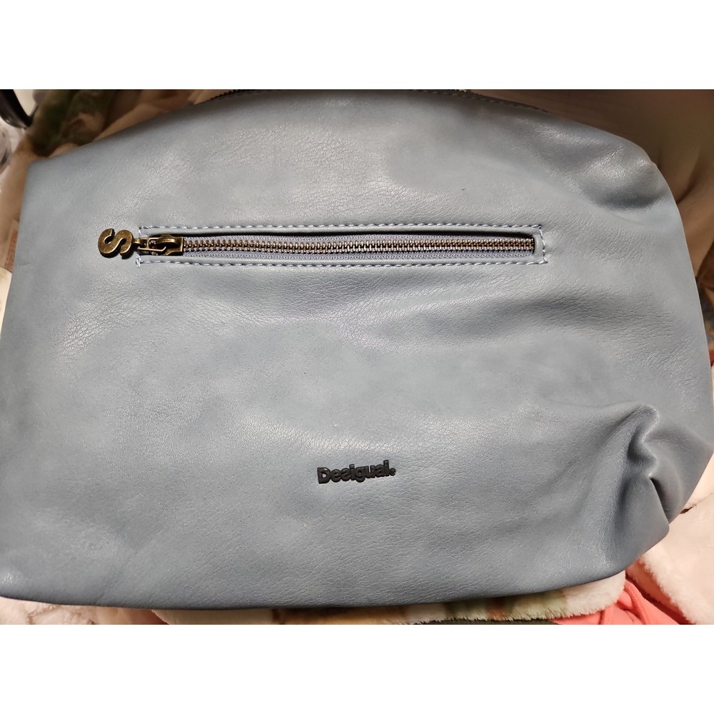 Desigual Light Blue Faux Leather Crossbody Bag Red Lining 18SAXPG2 5005